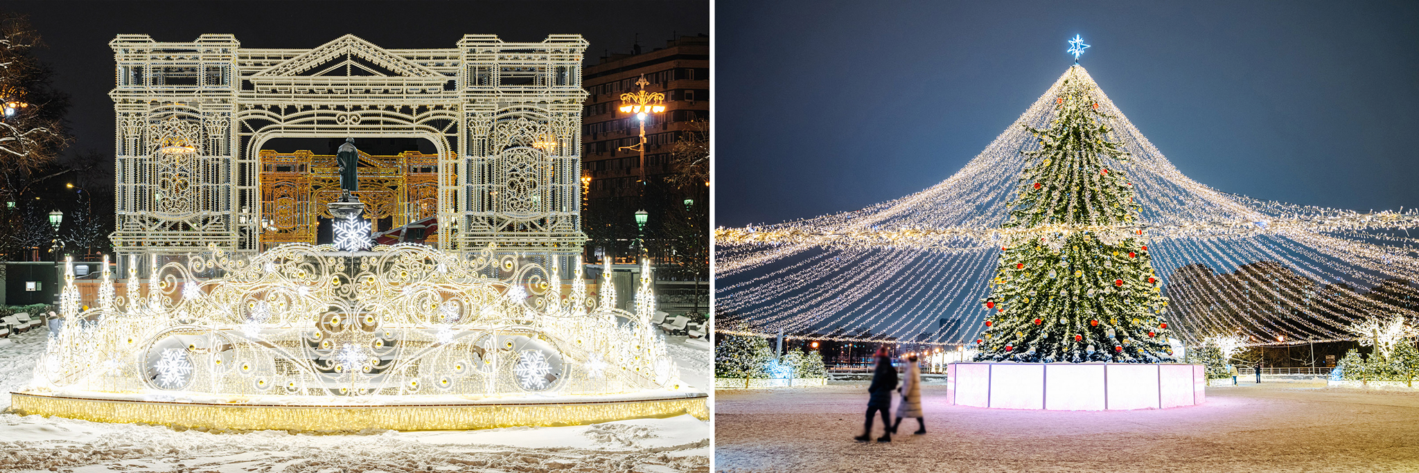 Новогоднее украшение Москвы: фонтан