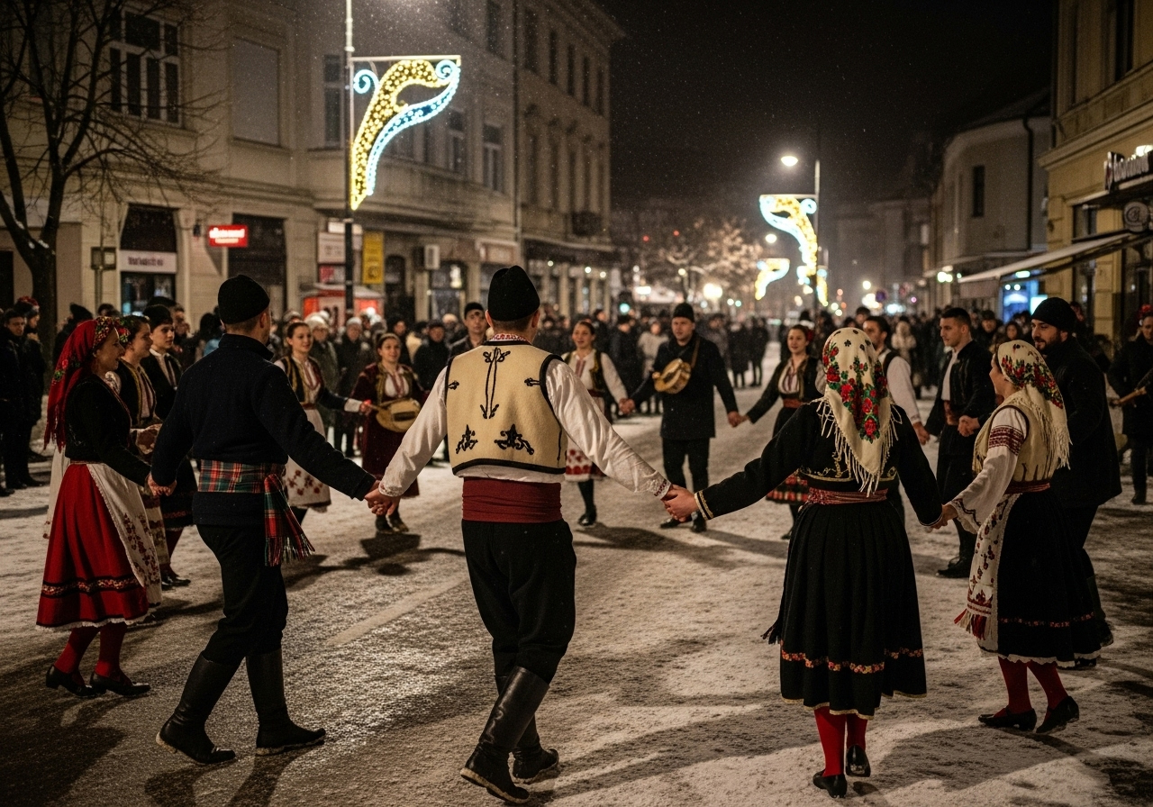 Новогодние танцы Сербии