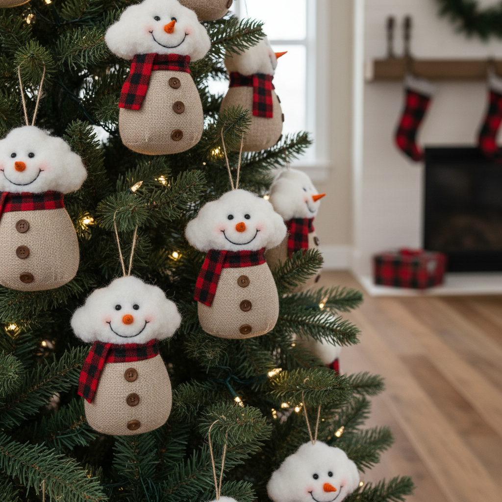 тканевые рожки на елке тканевые рожки на елке