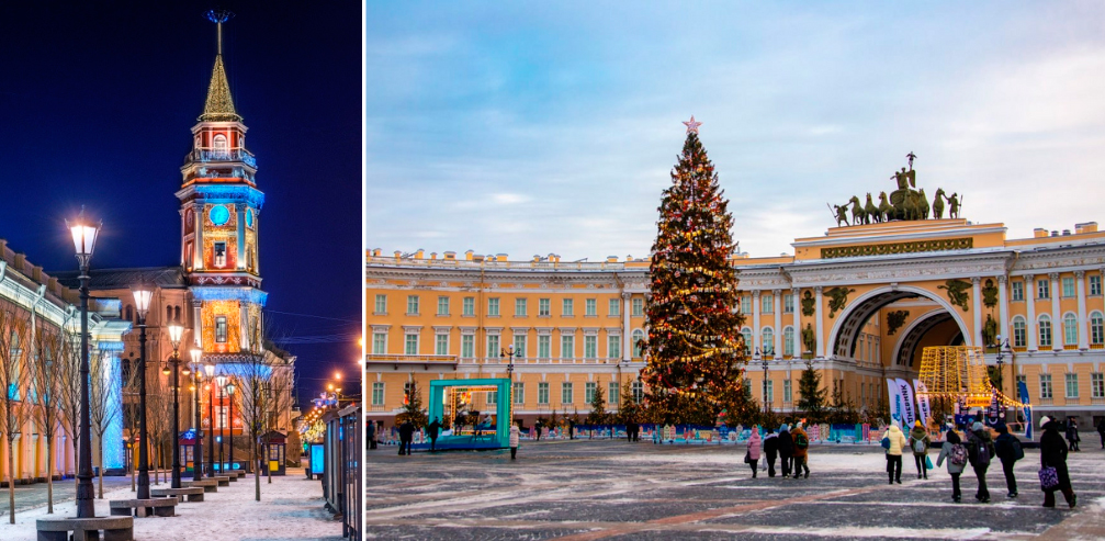 Новогоднее украшение Санкт-Петербурга: дворцовая площадь