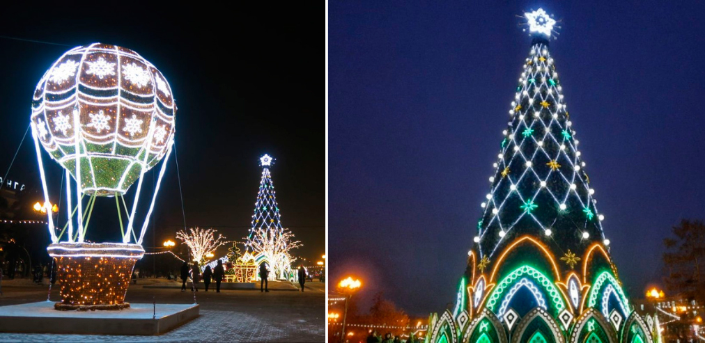 Новогоднее украшение Иркутска: сквер Кирова