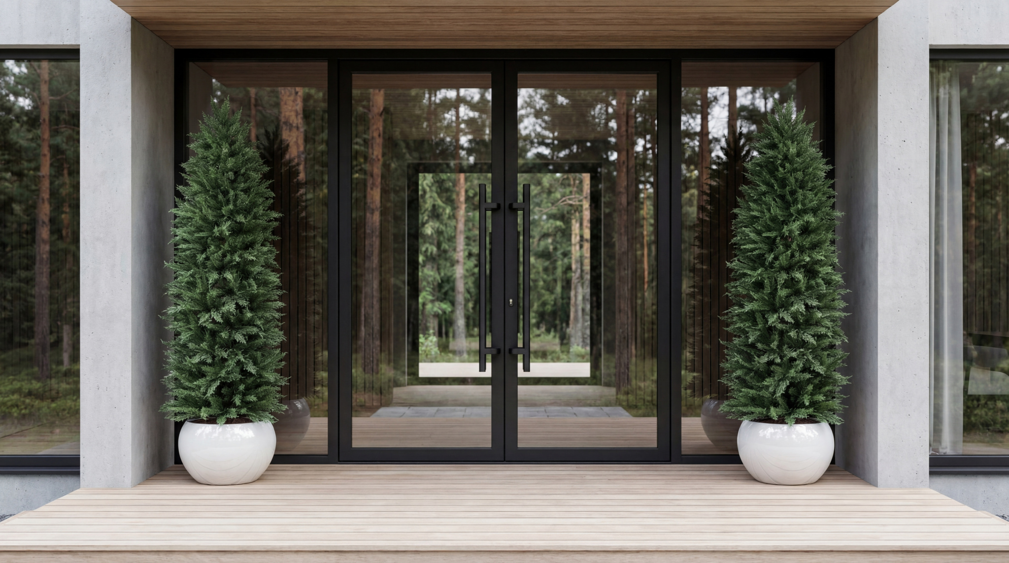 Искусственные туи в интерьере