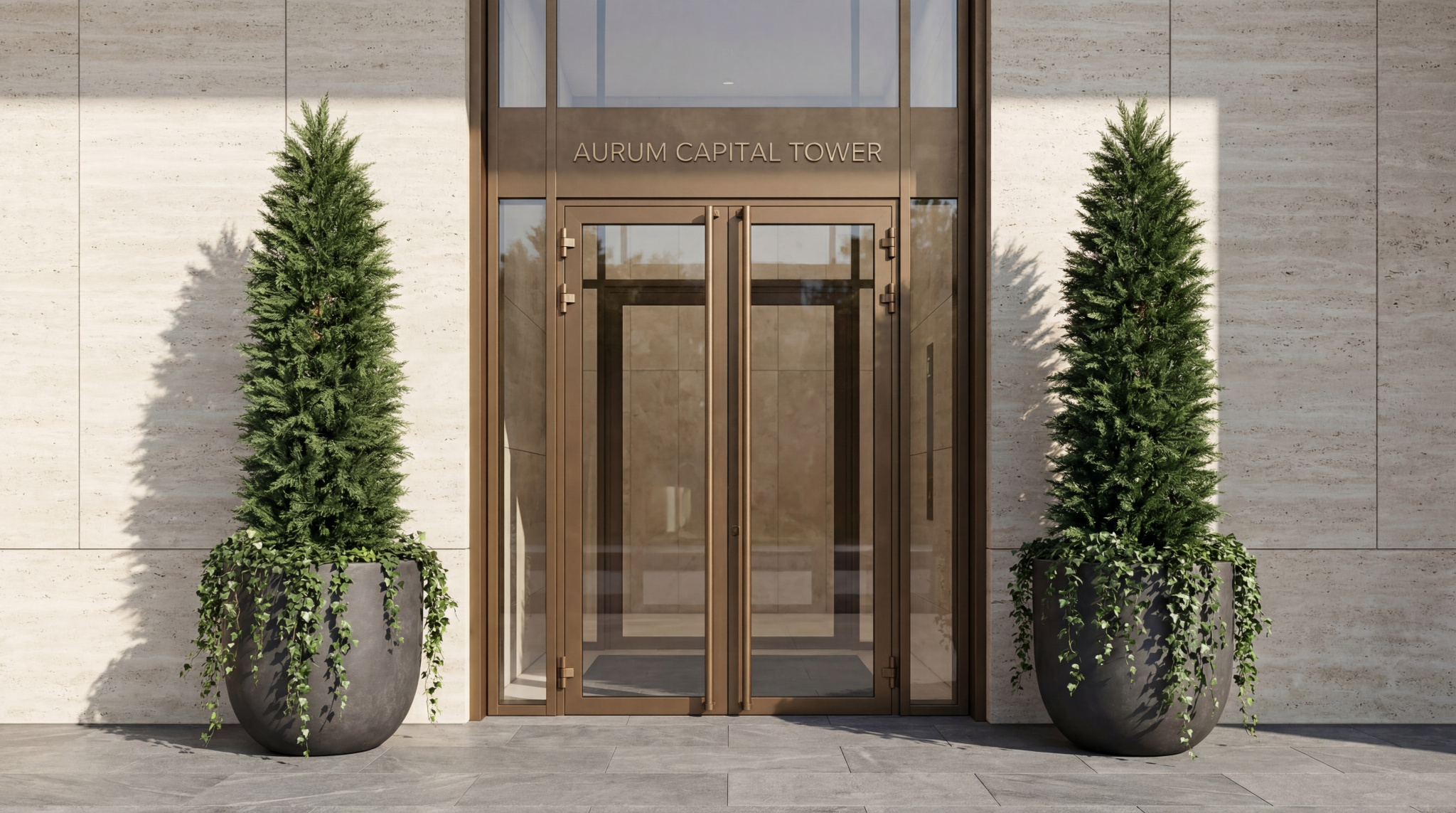 Искусственные туи на входе