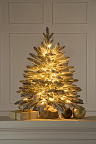 Ель настольная Романовская заснеженная с лампочками