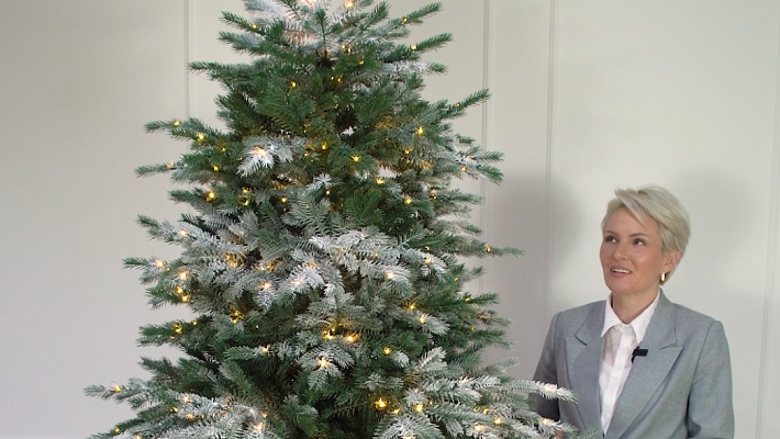 Ель Мурманская с лампочками иней