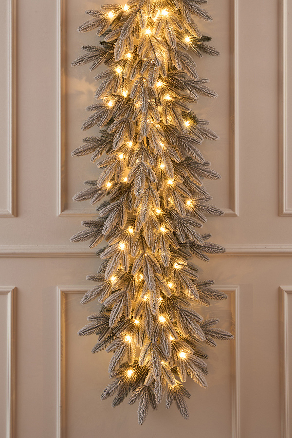 Гирлянда рождественская Романовская заснеженная с лампочками