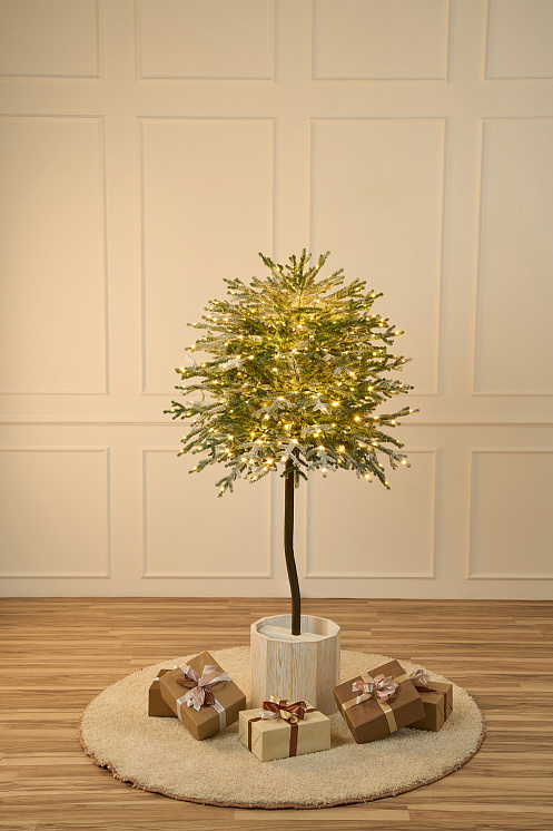 Ель искусственная Эми с лампочками заснеженная на штамбе