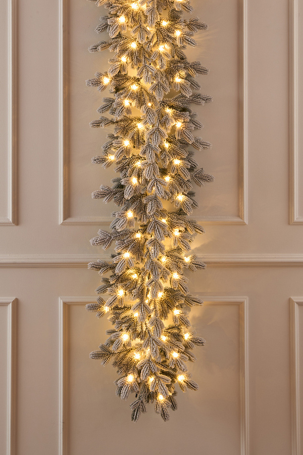 Гирлянда рождественская Византийская заснеженная с лампочками