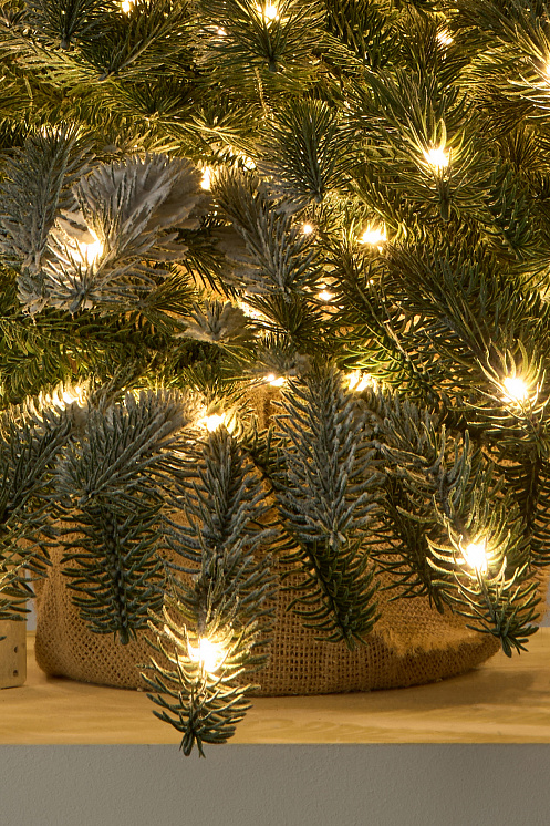 Ель Датская настольная заснеженная с лампочками