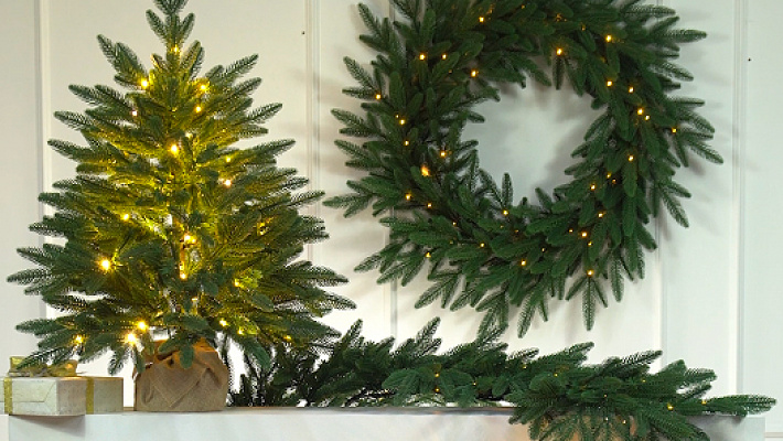 Ель настольная Романовская с лампочками